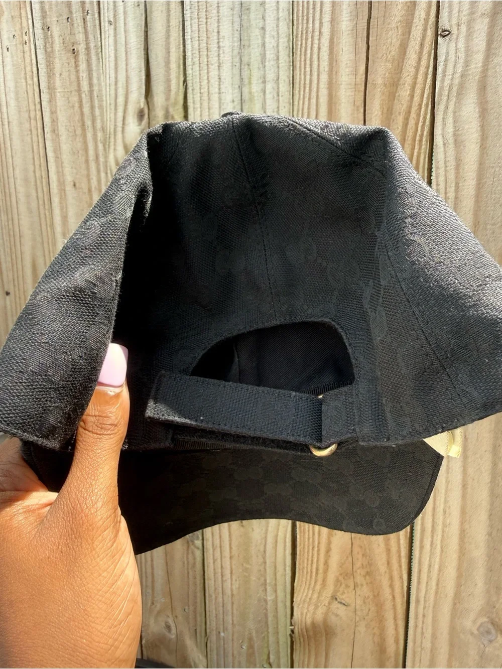 Gucci Black GG Logo Baseball Cap with Gold Patch